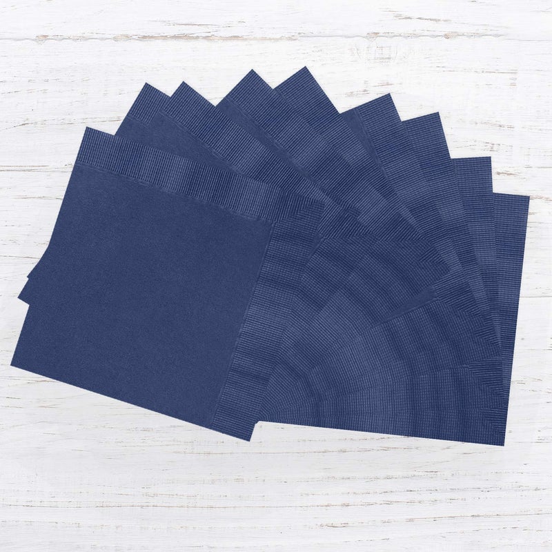 Canopy Street Navy Blue Beverage Napkins / 100 Count Small Napkins / 4 3/4" x 4 3/4" Square Cocktail Event Napkin/Graduation Wedding Baby Shower Party 3 Ply Paper Napkin Pack - Image 3
